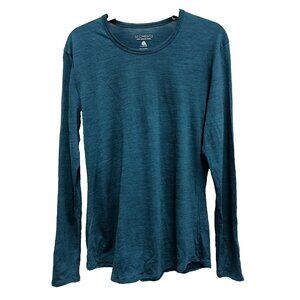 SegMents Womens Base Layer Top Large Blue Pure Wool Long Sleeve Pullover Tee